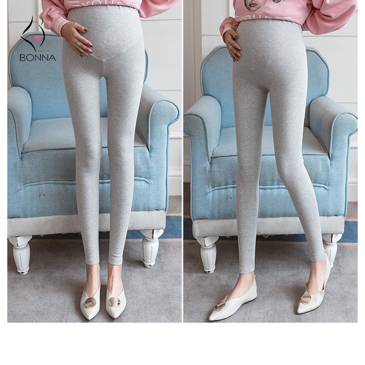 Quần Legging bầu BONNA chất vải thun cottton co giãn 4 chiều, không xù, cạp quần có chun cúc điều chỉnh thoải QB001