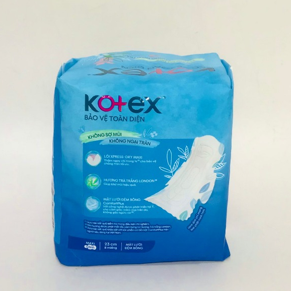 Băng vệ sinh Kotex khô thoáng Maxi có cánh/ không cánh 8 miếng