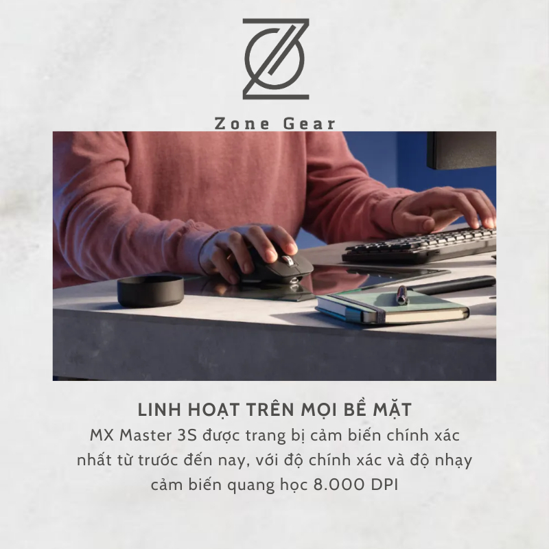 Chuột không dây Logitech MX Master 3S thiết kế công thái học | BigBuy360 - bigbuy360.vn