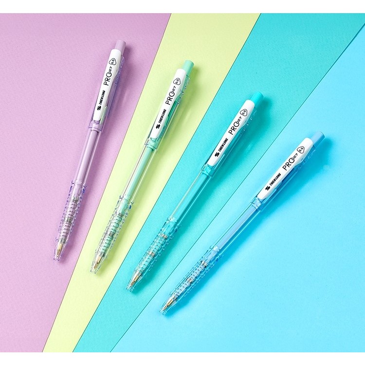 Bút bi Thiên Long 027 Pro ngòi 0.5mm mực xanh đen thân bút màu pastel thời trang tự động thu ngòi TL-105