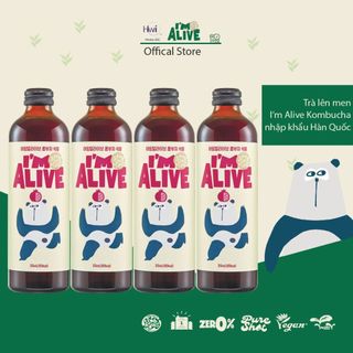 Combo 4 chai trà lên men I’m Alive Kombucha vị Lựu đỏ nhập khẩu Hàn Quốc 315ml