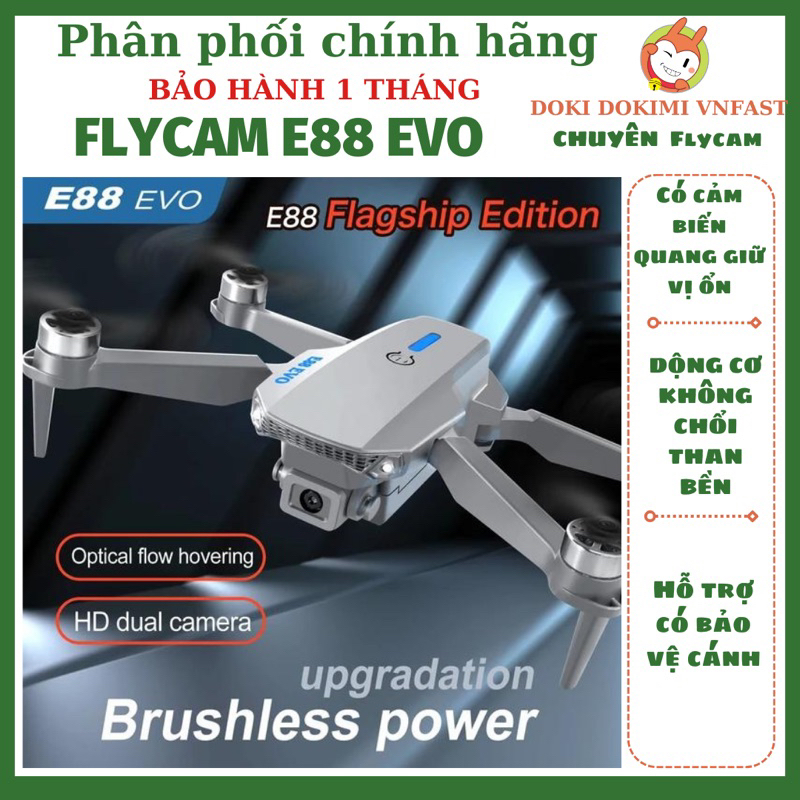 Flycam E88 Evo 2024 - E88 pro 2024 động cơ không chổi than bền -rẻ nhất quả đất - màu ngẫu nhiên  - BH1T