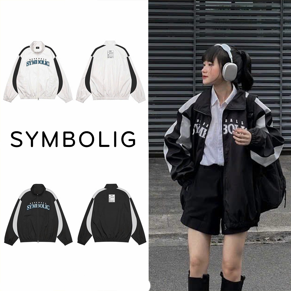 Áo Khoác dù nam nữ SYMBOLIG Đen Trắng form rộng kiểu dáng unisex