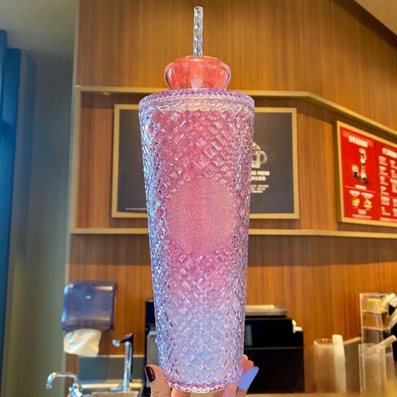 Ly giữ nhiệt Starbucks 710ml, bình nước nhựa 2 lớp kèm ống hút fullox Qimato Bộ sưu tập