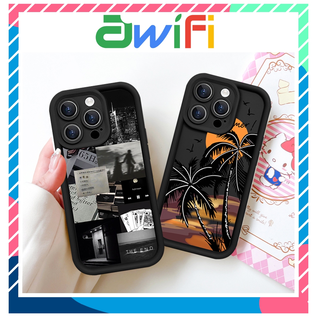 Ốp lưng iphone camera viền cao ảnh cây dừa 6/6s/6plus/7/8/plus/x/xs/11/12/13/14/15/pro/max/plus/promax - Awifi Case V4-1