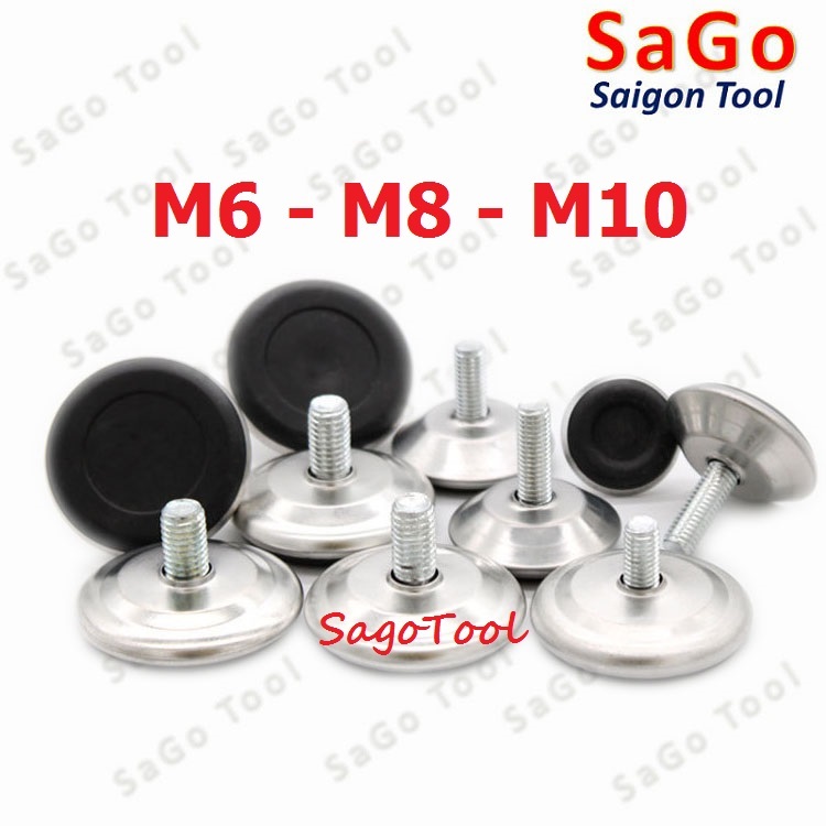 Chân tăng chỉnh chiều cao bàn ghế đế nhựa ren M6 M8 M10