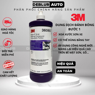 Dung dịch đánh bóng bước 1 3M 36060, chai xoá xước dăm, xoá xước xe, đánh bóng sơn ô tô Perfect-It Rubbing Compound