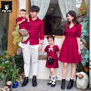 Đồng phục gia đình Fig Tree màu đỏ đô đúng chuẩn đón Noel -đón Tết 2023