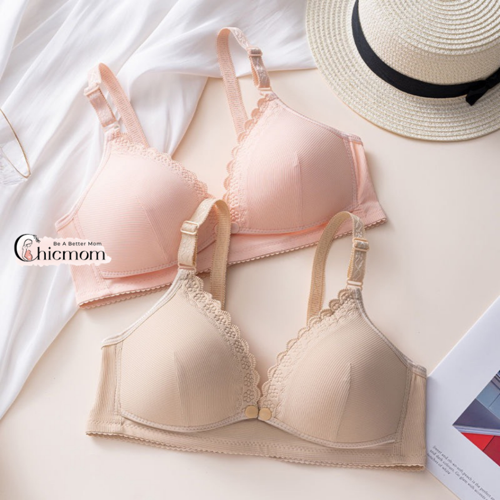 Áo lót bầu Chicmom chất su tăm mềm mại,  không gọng nâng ngực, chống chảy sệ, có cúc cho bé ti 288