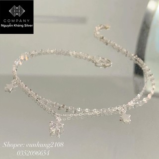 Lắc chân bạc cho nữ, họa tiết hình ngôi sao may mắn