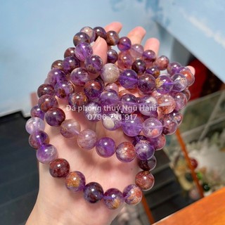 Vòng tay auralite 23 superseven vân ưu linh thach anh tím đẹp kiểm định