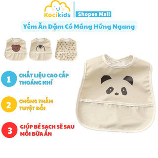 Yếm ăn dặm cho bé có máng hứng ngang, chống thấm, gọn nhẹ, nhiều họa tiết xinh xắn