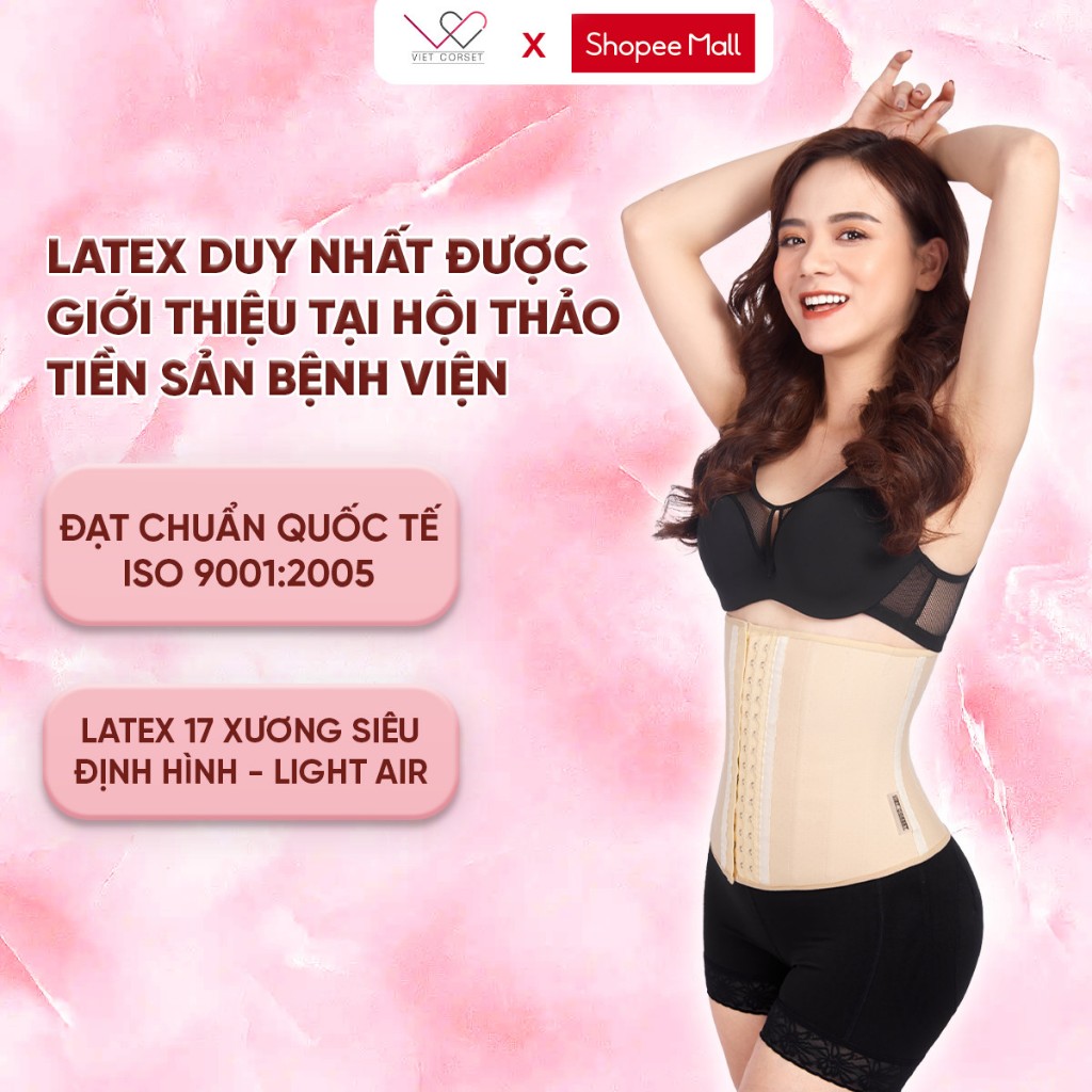 Gen đai nịt bụng Latex Light Air giảm eo Việt Corset - 17 xương, siêu định hình, thông hơi