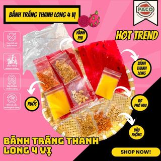Bánh tráng thanh long bơ phô mai 4 vị Paco Food bánh tráng siêu ngon béo ăn là ghiền
