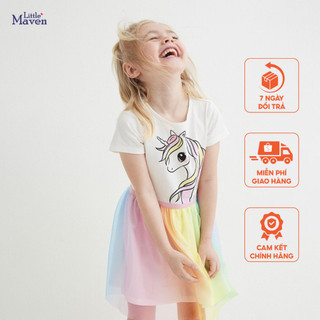 Váy hè trắng pony ren cầu vồng Little Maven thời trang trẻ em từ 2-7 tuổi LMS1541