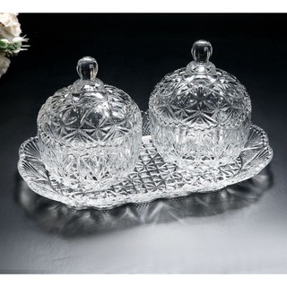 SALE  set thố mứt thủy tinh pha lê