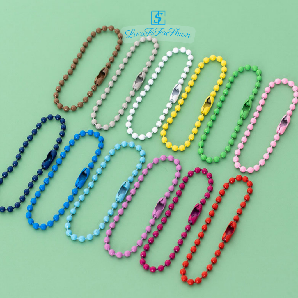10 chuỗi tròn móc khóa màu sắc-khoen móc khoá hottrend