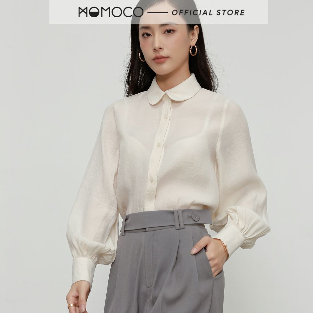 Áo Sơ Mi Cổ Đức Sen MOMOCO Tay Dài Phong Cách Thanh Lịch, Chất Liệu Thô Cao Cấp Không Nhăn M3232