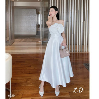 Váy Dự Tiệc Trắng Dáng Dài Cúp Ngực Đính Hoa Ngực Nhẹ Nhàng Nữ Tính Siêu Tôn Dáng Hoài Anh Bùi Store