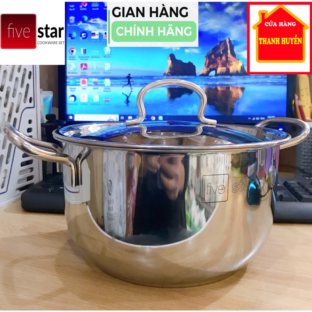 [Chính hãng FiveStar] Size 20cm - Nồi inox 3 đáy sandwich inox 430 cao cấp Fivestar Standard bếp từ 