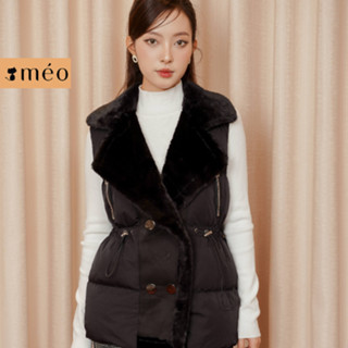 Áo phao gile nữ Méo shop khoác ngoài cổ bẻ lót lông phối cúc Hanny