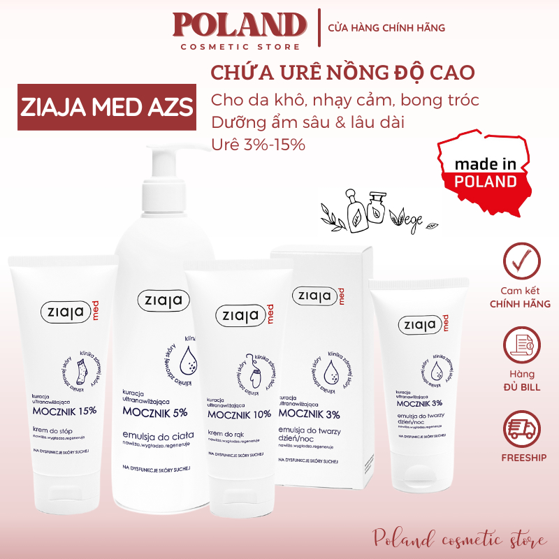 Kem dưỡng ẩm Ziaja Med Mocznik giúp dưỡng ẩm sâu và lâu dài đặc biệt dành cho da nhạy cảm, bong tróc