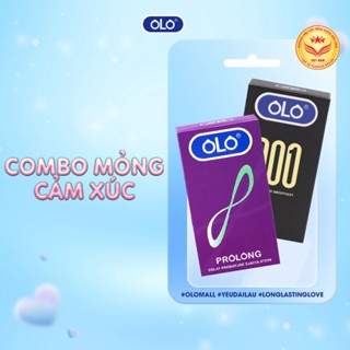 Combo 2 hộp bao cao su OLO 001 & Prolong - Cùng bạn yêu dài lâu, kéo dài thời gian, size 52mm,siêu mỏng, siêu nhiều gel