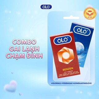 Combo bao cao su OLO Ice & Benzen - gân gai lớn, size 49 - 52mm, kéo dài thời gian đỉnh, bạc hà mát lạnh & hương socola