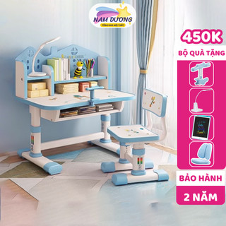 (Tặng đèn học + Giá đỡ ngực) Bộ bàn học cho bé tiểu học Nam Dương SA04 tăng giảm chiều cao, kệ sách, Giá nhập