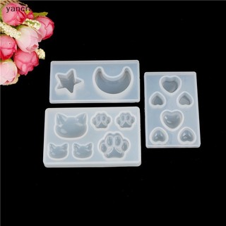 Khuôn Silicone Làm Trang Sức DIY Resin Hình Trái Tim, Trăng Sao, Chân Mèo