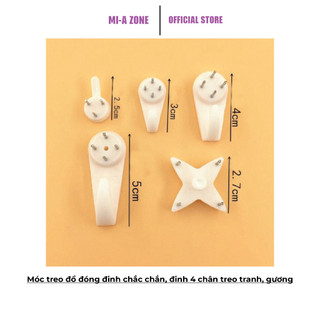 Móc treo đồ đóng đinh chắc chắn, đinh 4 chân treo tranh, gương không cần khoan