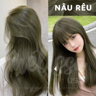  Thuốc Nhuộm Tóc Màu NÂU RÊU Không Tẩy Tặng Kèm Oxy siêu dưỡng Và Găng tay 