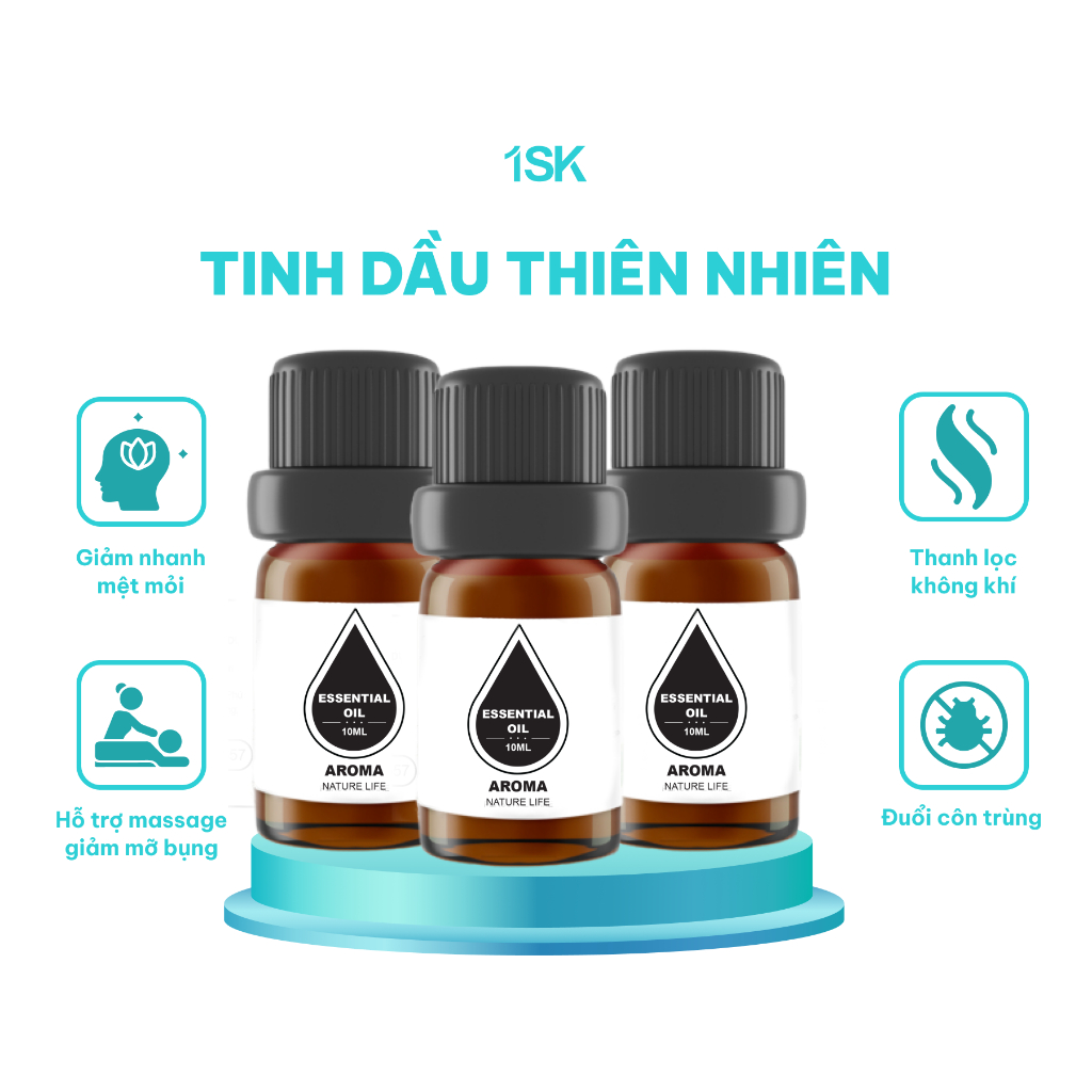 Tinh dầu thiên nhiên 1SK 5 mùi đa dạng 10ml