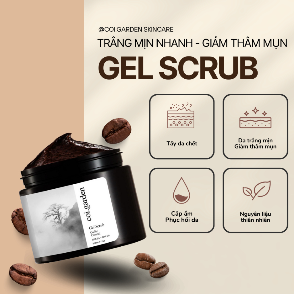 Tẩy tế bào chết body cà phê dầu dừa 500g VƯỜN NHÀ CỘI hỗ trợ trắng mịn da giảm mụn | BigBuy360 - bigbuy360.vn
