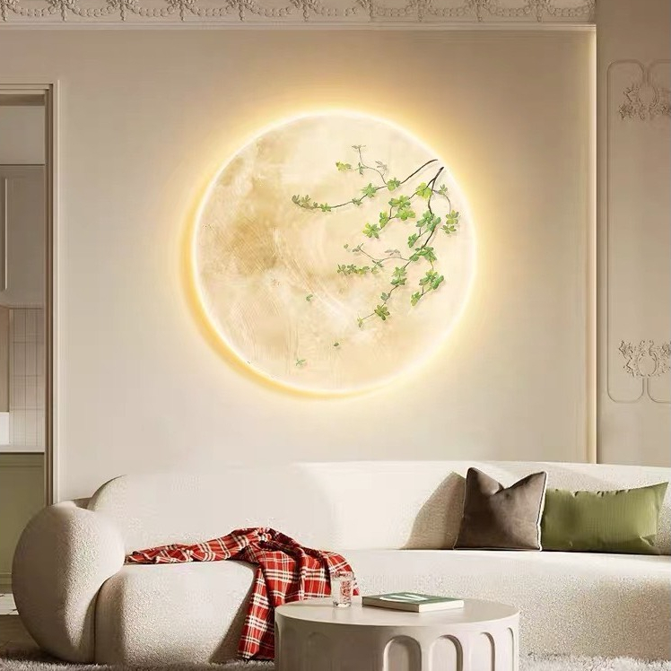 Tranh mặt trăng đèn led / Trah tráng gương hình mặt trăng treo tường,phòng khách,phòng ngủ