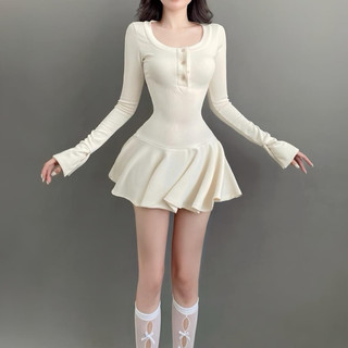 Đầm cổ tròn khuy ngực dáng xoè Ellie dress siêu xinh chất thun tăm dày dặn