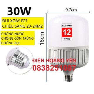 Đèn Led bulb trụ 30w chuôi E27 siêu sáng chịu được mưa gió