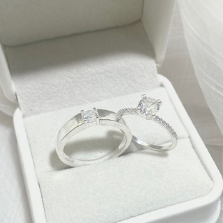 Nhẫn đôi bạc chy silver đính 1 đá 4 chấu bạc ta
