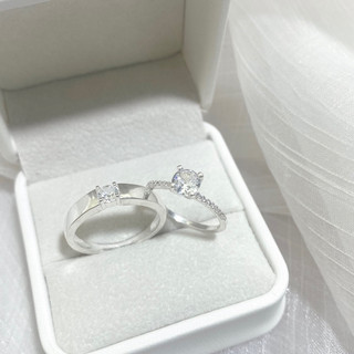 Nhẫn đôi bạc CHY SILVER đính 1 đá 4 chấu bạc ta