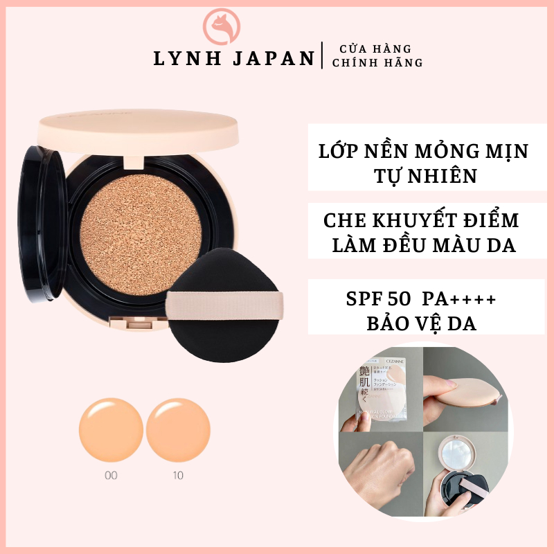 (Xả lỗ mất mút) Phấn nước Mỏng Mịn Cezanne Natural Glow Cushion Foundation Nhật bản