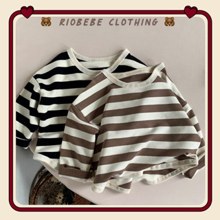  Áo thun tay dài sọc to phong cách Hàn Quốc cho bé trai bé gái 2107 