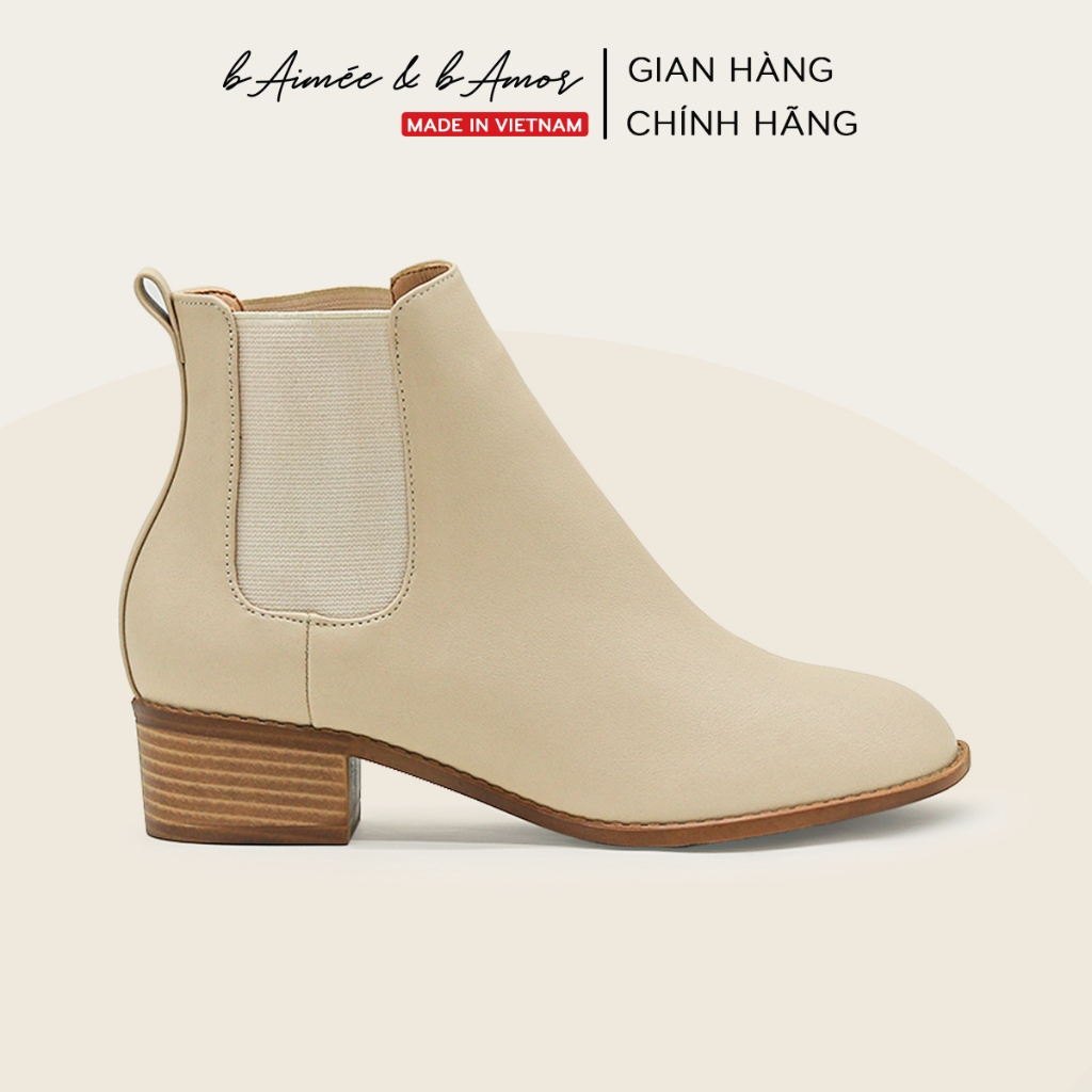 Giày bốt nữ cổ thấp Osho FLAT Boots đế thấp 3p gót sừng mũi tròn dáng boot cổ ngắn bAimée & bAmor - 