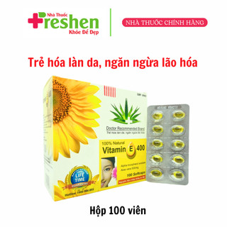 Vitamin E 400 Kèm Tinh Chất Nha Đam - Giúp sáng đẹp da Hộp 100 viên