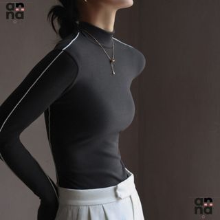 Áo lông cừu giữ nhiệt cổ nọ 4,5 phân tạo điểm nhấn viền tay at02