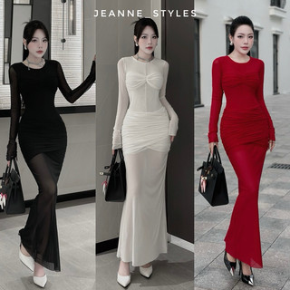 [Ảnh thật] Đầm thun lưới đuôi cá