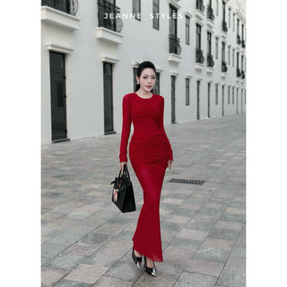 [Ảnh thật] Đầm thun lưới đuôi cá