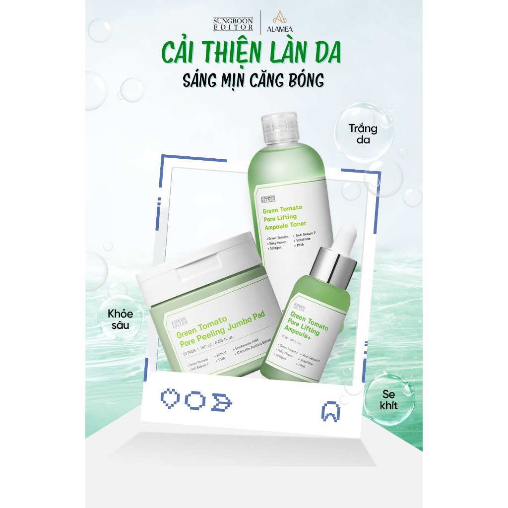 Pad Tẩy Da Chết Cà Chua Xanh SUNGBOON Green Tomato Pore Peeling Jumbo Pad 60 miếng