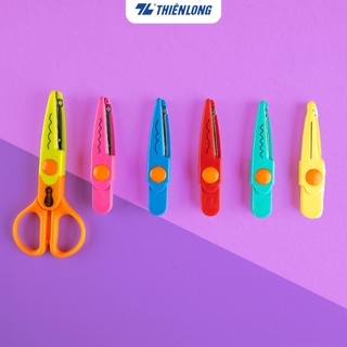 Bộ kéo thủ công Thiên Long SC-C05 gồm 6 mẫu lưỡi cắt và cán kéo làm từ nhựa ABS, thích hợp cho học sinh làm thủ công
