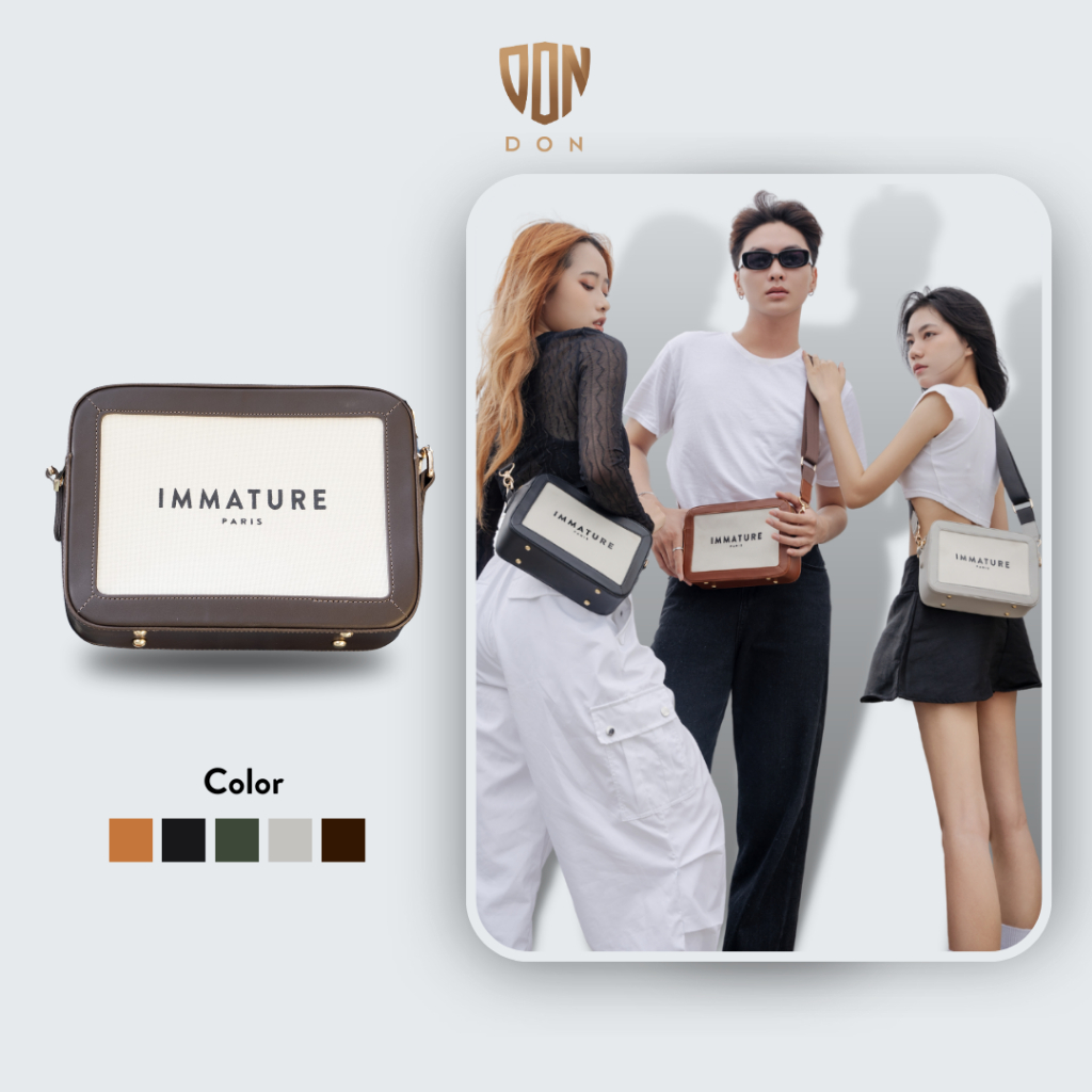 Túi Đeo Chéo Nam Nữ Unisex IMMATURE Thương Hiệu DON ITALO Túi Hộp Đeo Chéo Da Túi Hàng Hiệu Thiết Kế Cao Cấp IMMATURE
