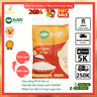 Gạo thơm lài st24 aan đặc sản sóc trăng - túi 5kg - hoa yên market, gạo dẻo thơm, mềm dai, đậm cơm, vị ngọt hậu thanh